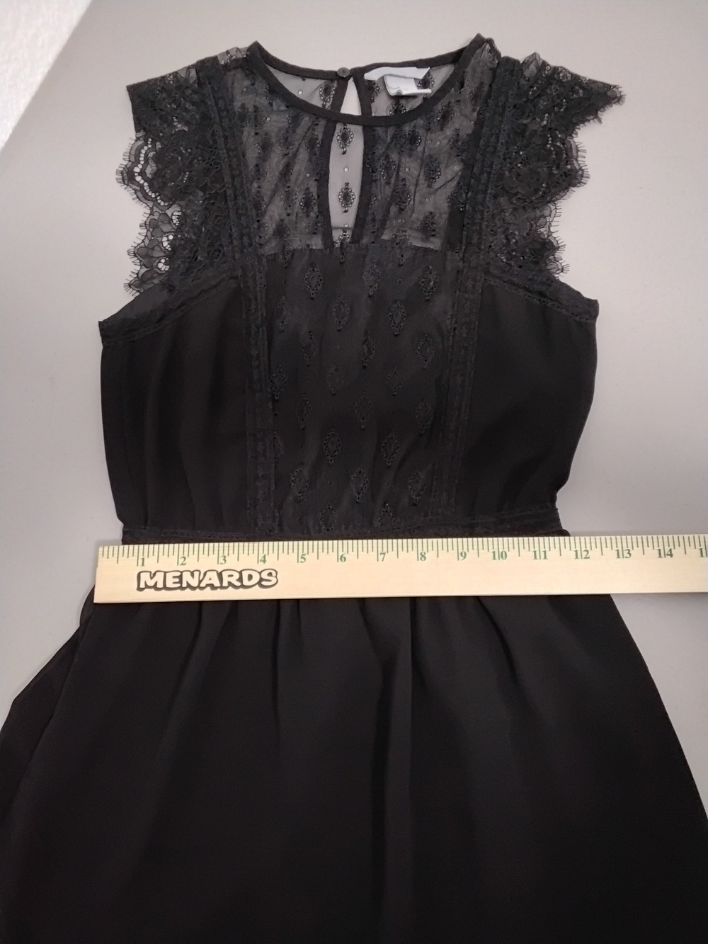 H&M Black Lace Yoke Midi Dress Size 2 - Picture 8 of 9